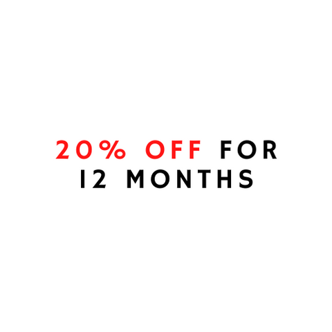 20% OFF FOR 12 MONTHS