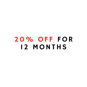A graphic image showing text with a red 'O' and a period (.) between the words '20' and 'OFF', indicating a discount percentage.