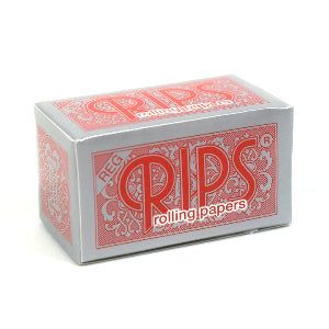 A box of Rips Red Regular Size Rolling Paper Rolls. The box is red and white in colour with an intricate design.