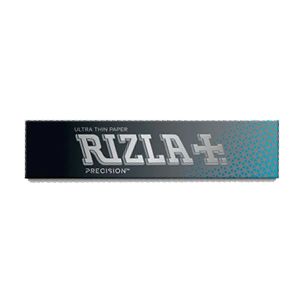 Pack of Rizla Precision King Size Slim Rolling Papers on a white background. The pack is grey with a blue gradient and Silver 'Rizla' logo.