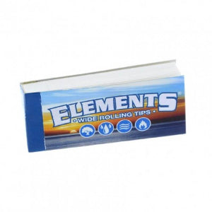 Packaging for Elements Wide Rolling Tips with branding and product name visible.