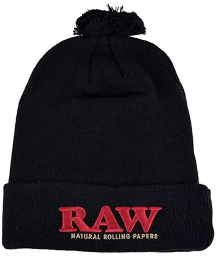 Raw Pom Pom Hat - Black