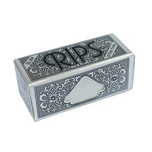 A box of Rips - Silver Rolling Paper with intricate designs on the cover.